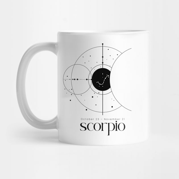 Minimalist Scorpio Zodiac Sign Constellation Astrology Aesthetic Simple by Vermint Studio